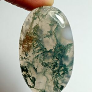 Moss Agate Cabochon: Semi Precious Gemstone For Jewelry Making (43x26 Mm, 72cts.)