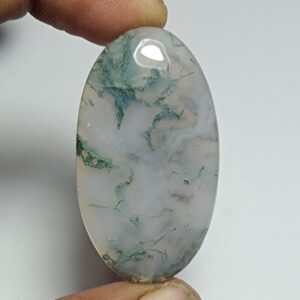 Moss Agate Cabochon: Semi Precious Gemstone for Jewelry Making (45x25mm, 61Cts.)