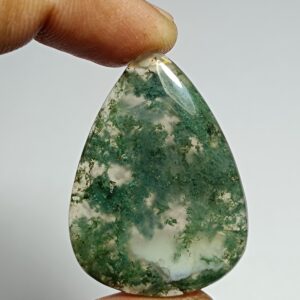 Moss Agate Cabochon: Semi Precious Gemstone for Jewelry Making (40x29mm, 54Cts.)