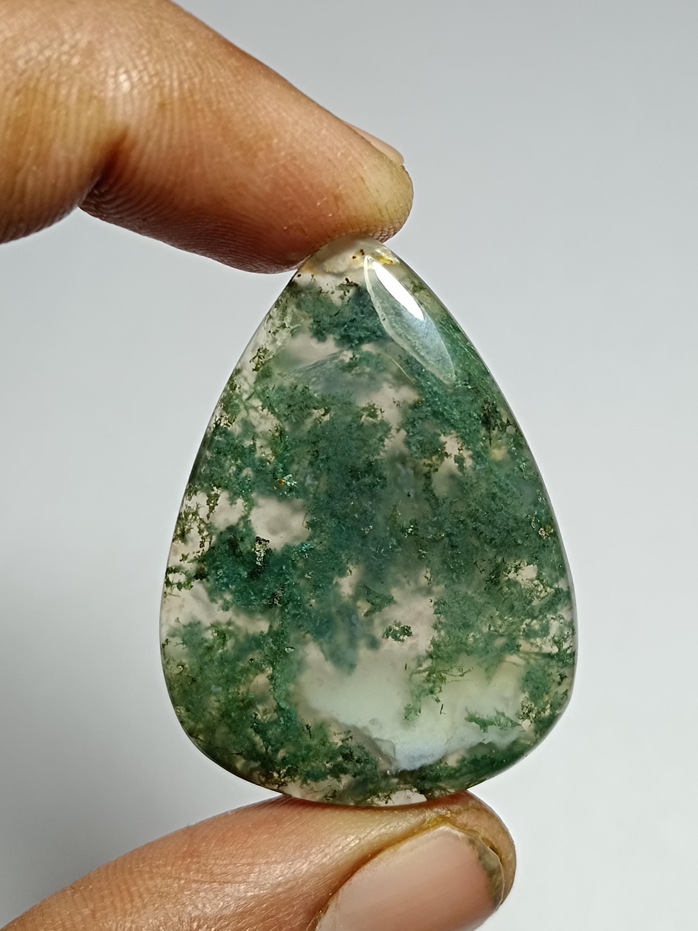 Moss Agate Cabochon: Semi Precious Gemstone For Jewelry Making (40x29mm, 54cts.) Moss Agate Cabochon: Semi Precious Gemstone For Jewelry Making (40x29mm, 54cts.)