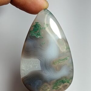 Moss Agate Cabochon: Semi Precious Gemstone for Jewelry Making (107Cts, 52x32mm)