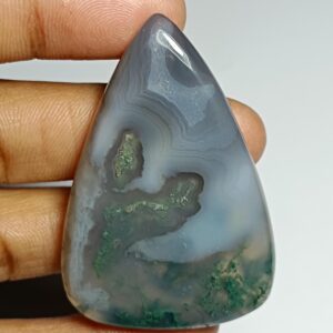 Moss Agate Cabochon: Semi Precious Gemstone for Jewelry Making (118Cts, 53x36mm)