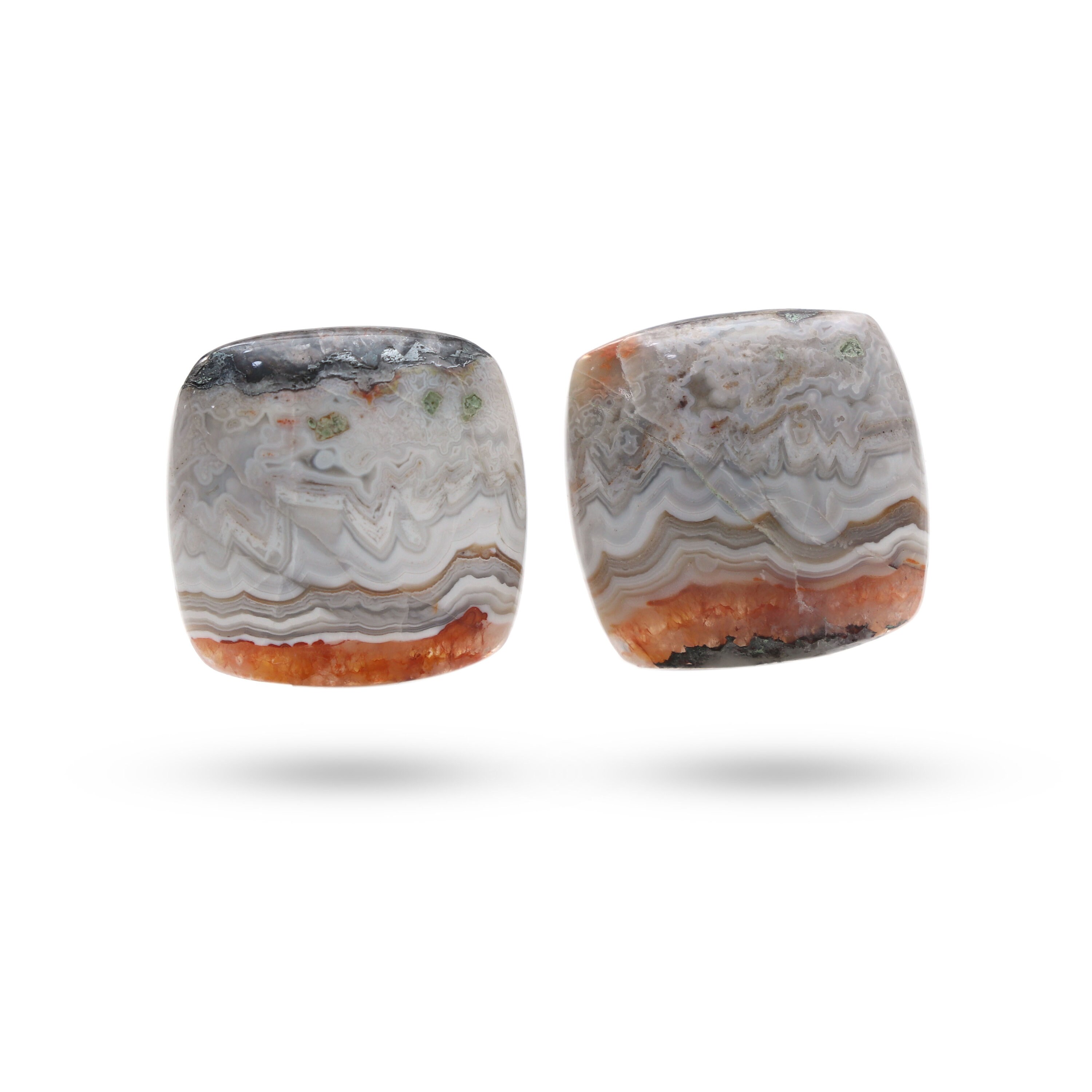 Moss Agate Smooth Cushion Cabochon Loose Gemstone, 20x20 Mm, Moss Agate Handmade Jewelry Making Gemstone, Pair