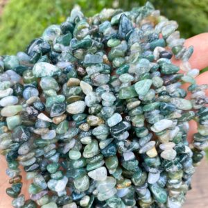Full 32' Natural Moss Agate 5~10mm Size Chip Beads,bracelets/neckalce For Jewelry Making Beads,gemstone Freeform Chip Nugget Beads.