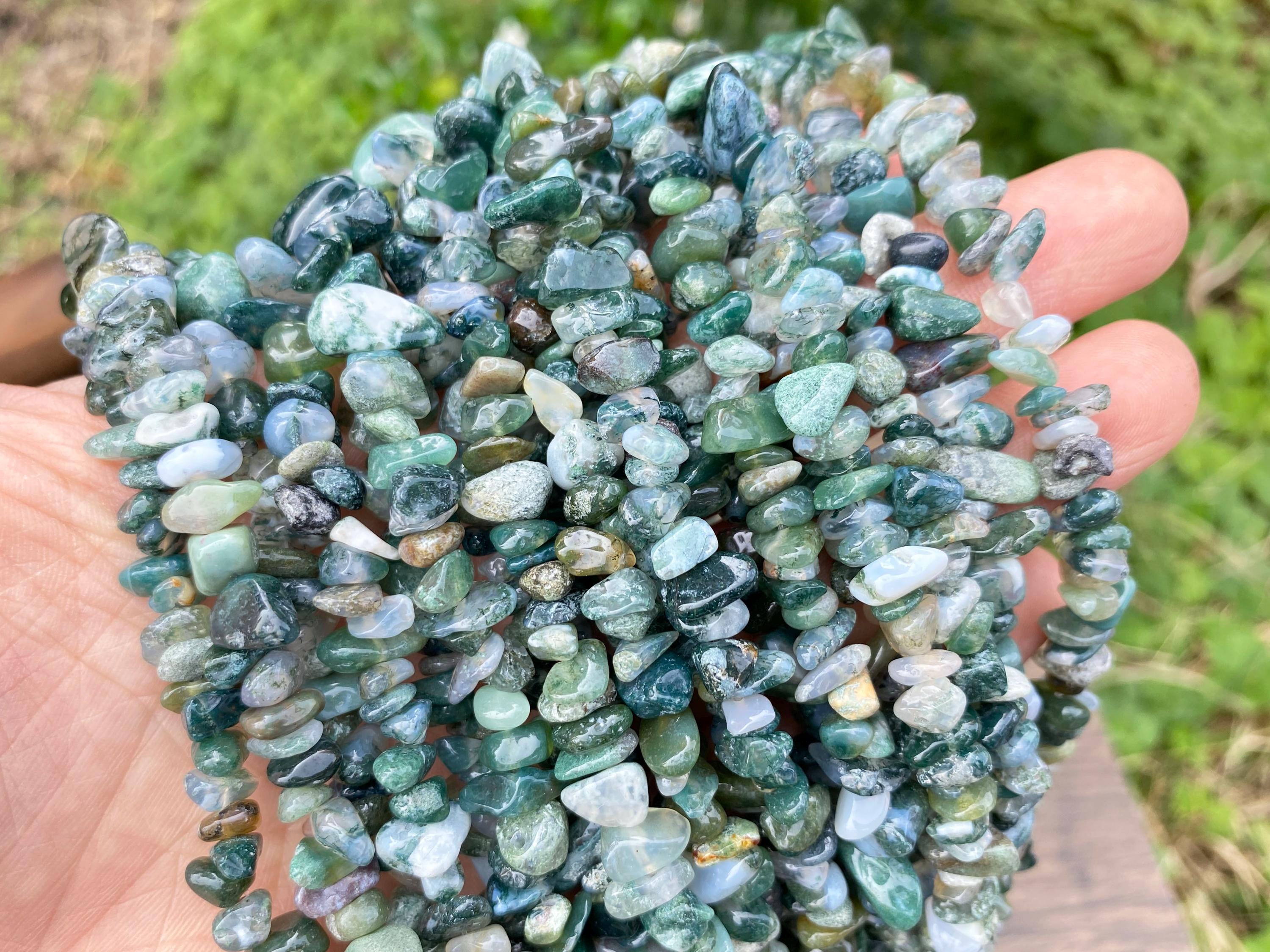 Full 32' Natural Moss Agate 5~10mm Size Chip Beads,bracelets/neckalce For Jewelry Making Beads,gemstone Freeform Chip Nugget Beads.