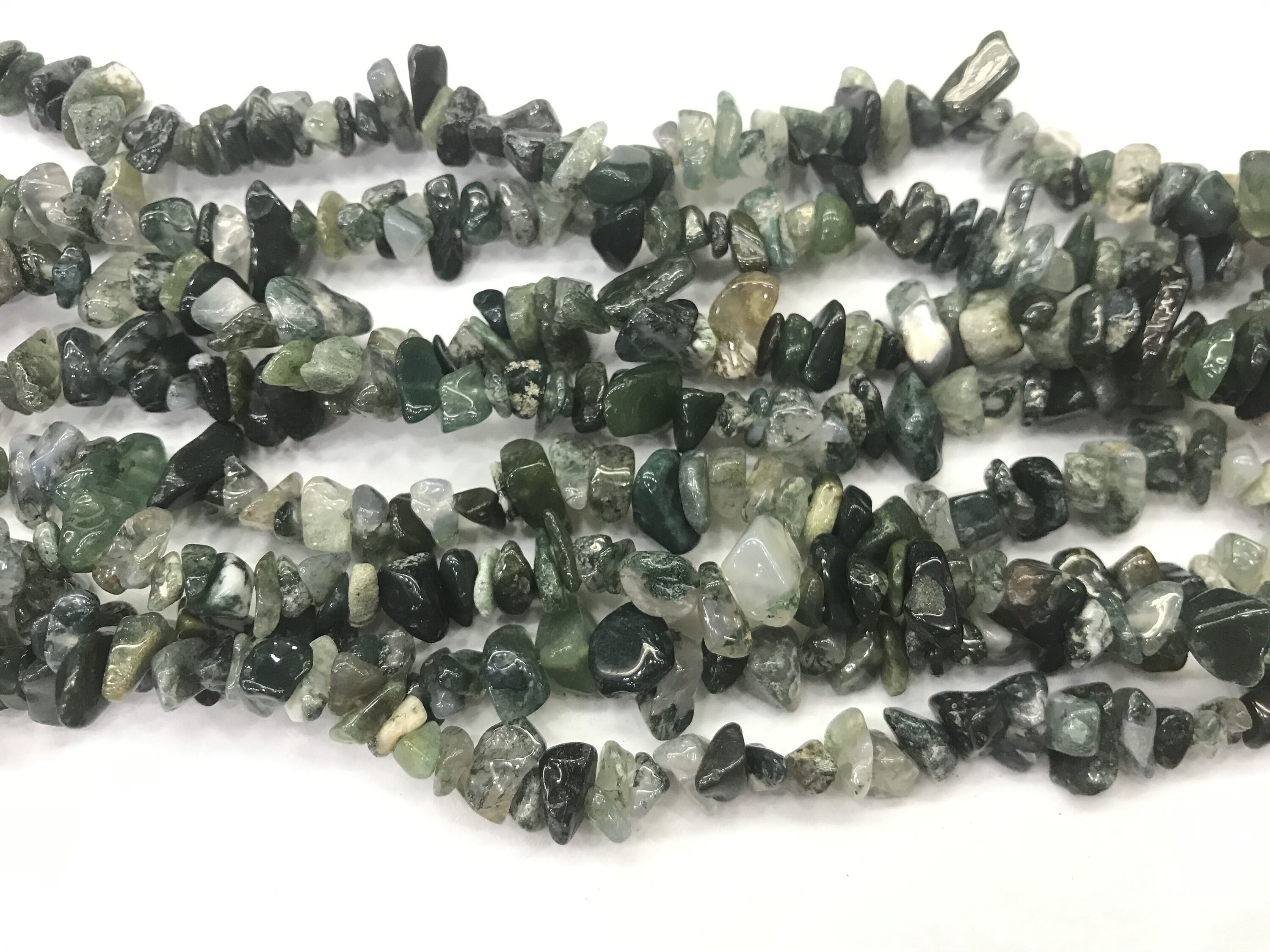 Natural Moss Agate 5-8mm Chips Genuine Loose Nugget Green Gemstone Beads 34 Inch Jewelry Supply Bracelet Necklace Material Support Wholesale