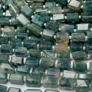 Natural Moss Agate Laser Cut Nuggets Gemstone Beads, 5/10 Mm Approx Faceted Moss Agate Beads, 13 Inch Semi Precious Stone For Making Jewelry