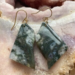 Moss Agate Earrings Dangle, Gold Drop Statement Earrings, Crystal Earrings Moss Agate Earrings Dangle, Gold Drop Statement Earrings, Crystal Earrings