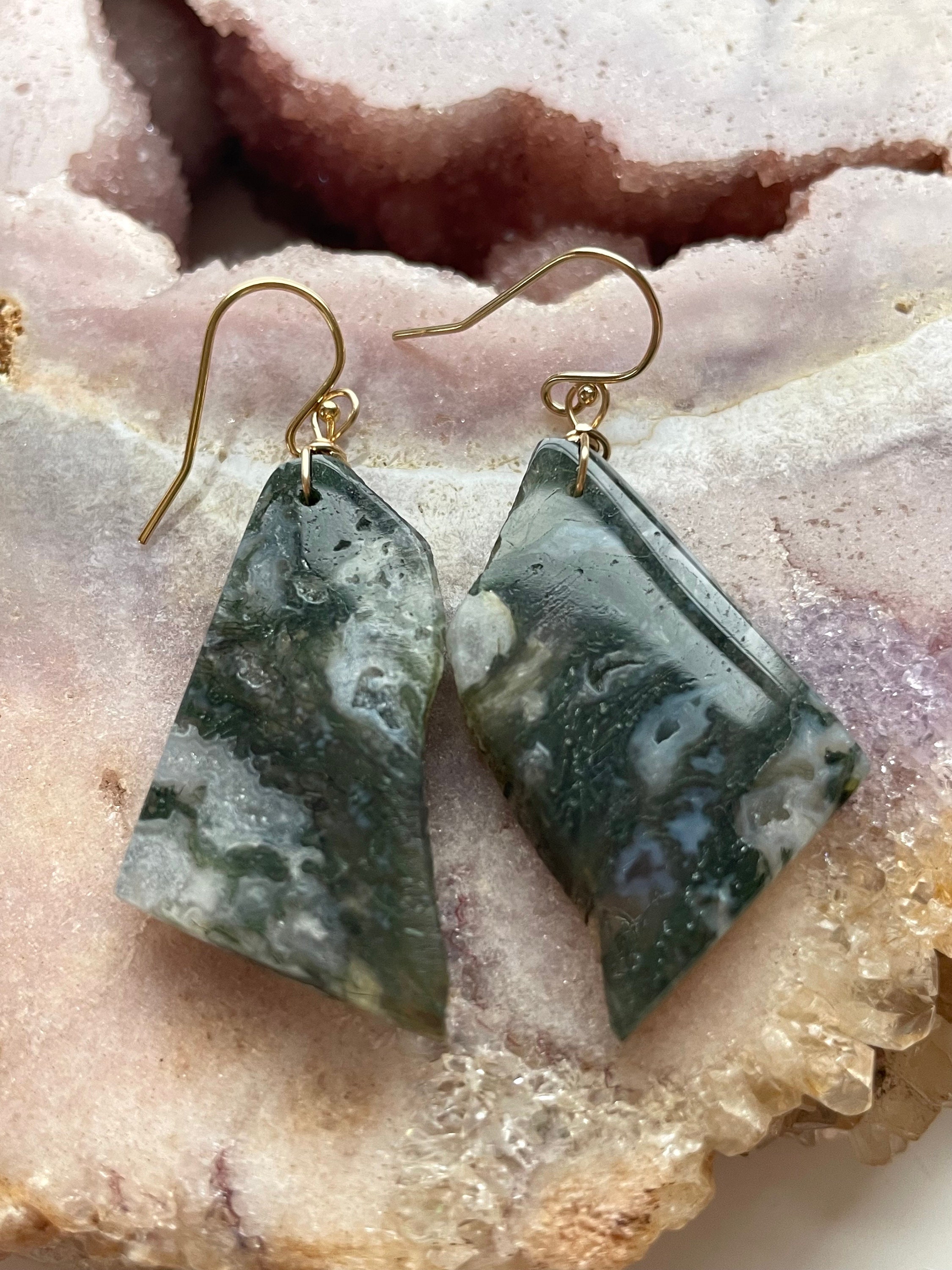 Moss Agate Earrings Dangle, Gold Drop Statement Earrings, Crystal Earrings Moss Agate Earrings Dangle, Gold Drop Statement Earrings, Crystal Earrings