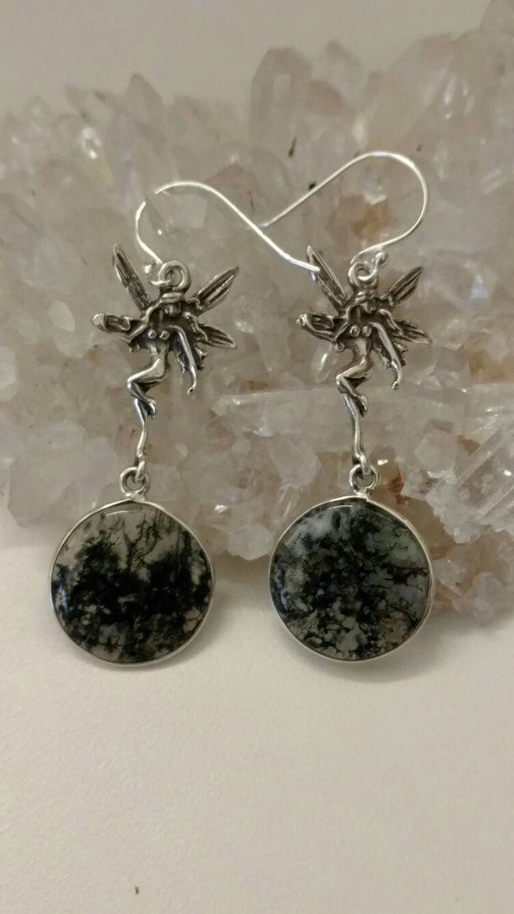 Moss Agate Fairy Earrings
