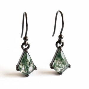 Moss Agate Kite Earrings: 925 Sterling Silver Dangle Earrings Moss Agate Kite Earrings: 925 Sterling Silver Dangle Earrings