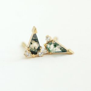 Kite Moss Agate Earrings, Moss Agate Stud Earrings Kite Moss Agate Earrings, Moss Agate Stud Earrings