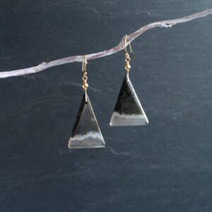 Large Moss Agate Earrings: 14K Gold Filled Triangle Gemstone Jewelry Large Moss Agate Earrings: 14K Gold Filled Triangle Gemstone Jewelry