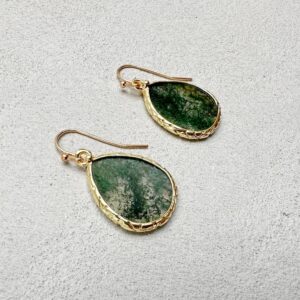 Natural Moss Agate Drop Earrings Gold Plated Delicate Teardrop Gemstone Jewelry Handmade Birthstone Gift Natural Moss Agate Drop Earrings Gold Plated Delicate Teardrop Gemstone Jewelry Handmade Birthstone Gift