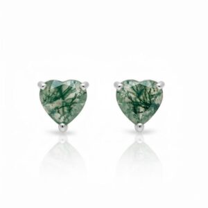 Natural Moss Agate Studs: 925 Sterling Silver, Nature Earrings, Gift For Her Natural Moss Agate Studs: 925 Sterling Silver, Nature Earrings, Gift For Her