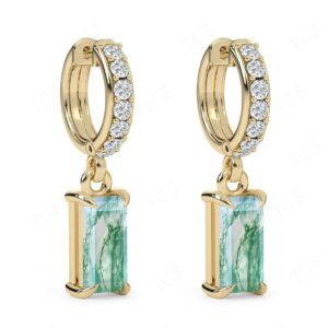 Radient Cut Moss Agate Hoop Earring Unique Moss Agate Moissanite Hoop Earrings Art Deco Moss Agate Wedding Earrings Anniversary Gift For Her Radient Cut Moss Agate Hoop Earring Unique Moss Agate Moissanite Hoop Earrings Art Deco Moss Agate Wedding Earrings Anniversary Gift For Her