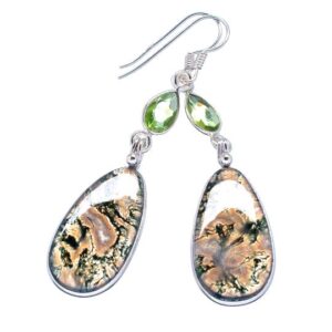 Sale, Very Beautiful Large Moss Agate Earrings, One Of A Kind, Abstract Design Sale, Very Beautiful Large Moss Agate Earrings, One Of A Kind, Abstract Design