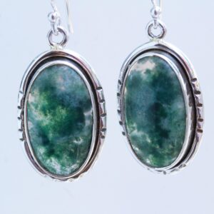 Moss Agate Sterling Silver Earrings: Handmade Green Gemstone Jewelry Moss Agate Sterling Silver Earrings: Handmade Green Gemstone Jewelry