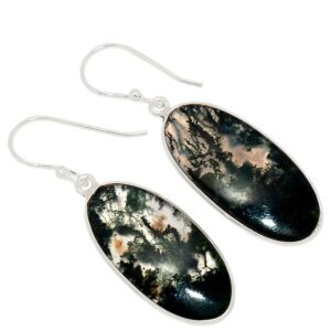 Very Beautiful Moss Agate Earrings, One Of A Kind, Abstract Design Very Beautiful Moss Agate Earrings, One Of A Kind, Abstract Design