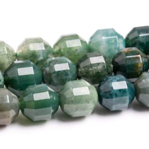 10x9mm Green Moss Agate Beads Grade Aaa Genuine Natural Gemstone Faceted Bicone Barrel Drum Loose Beads 15" / 7.5" Bulk Lot Options (118768)