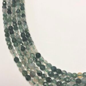 3mm Faceted Round Moss Agate Gemstone Beads. Full 15" Strand High Quality A/aa Grade Beads, About 125 Per Strand. Beautiful Mix Of Greens.