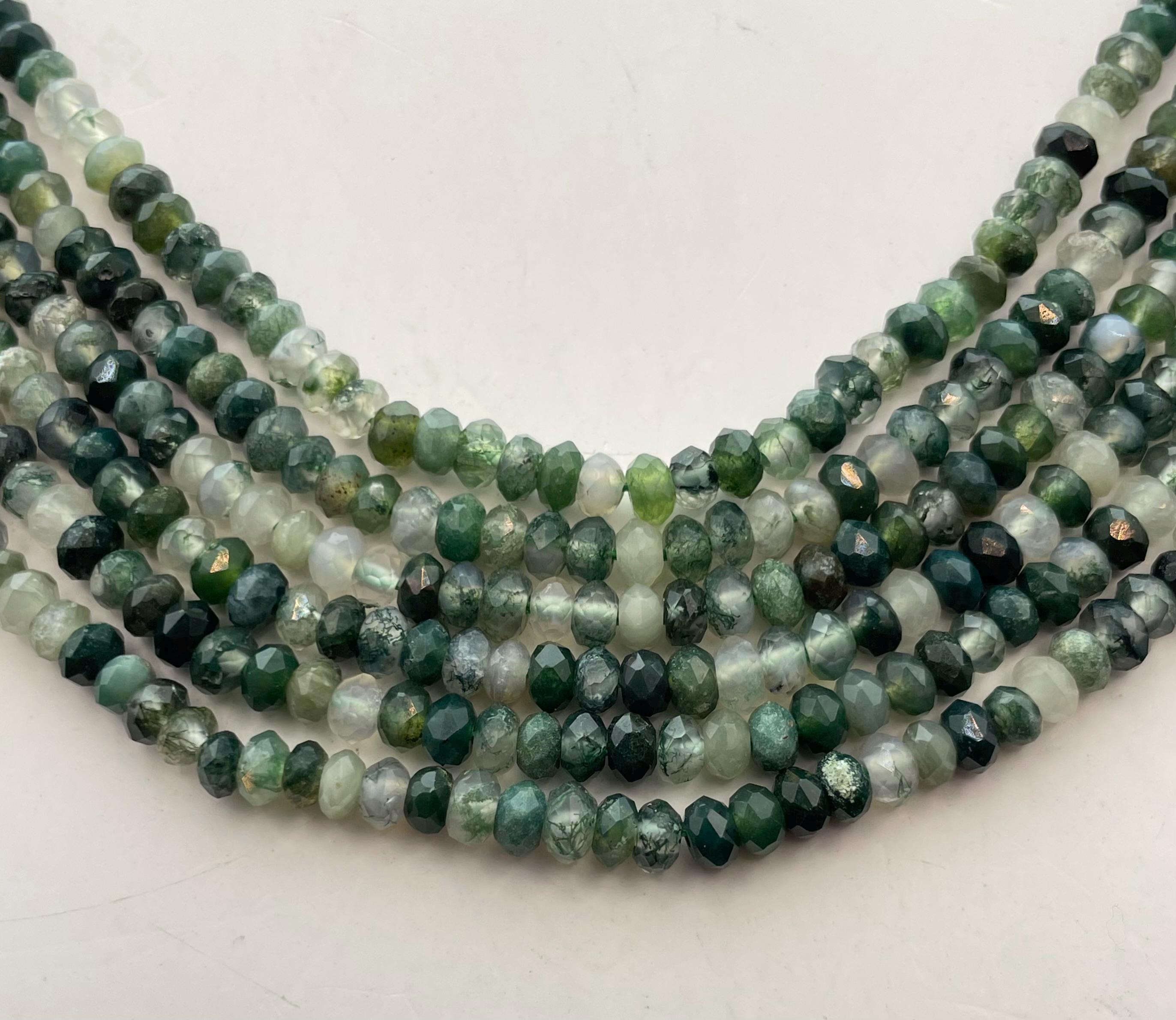 4mm Faceted Rondelle Moss Agate Gemstone Beads. 15” Strand Of Rondelle Beads, Approx. 156 Per Strand. 4mm Faceted Rondelle Moss Agate Gemstone Beads. 15” Strand Of Rondelle Beads, Approx. 156 Per Strand.