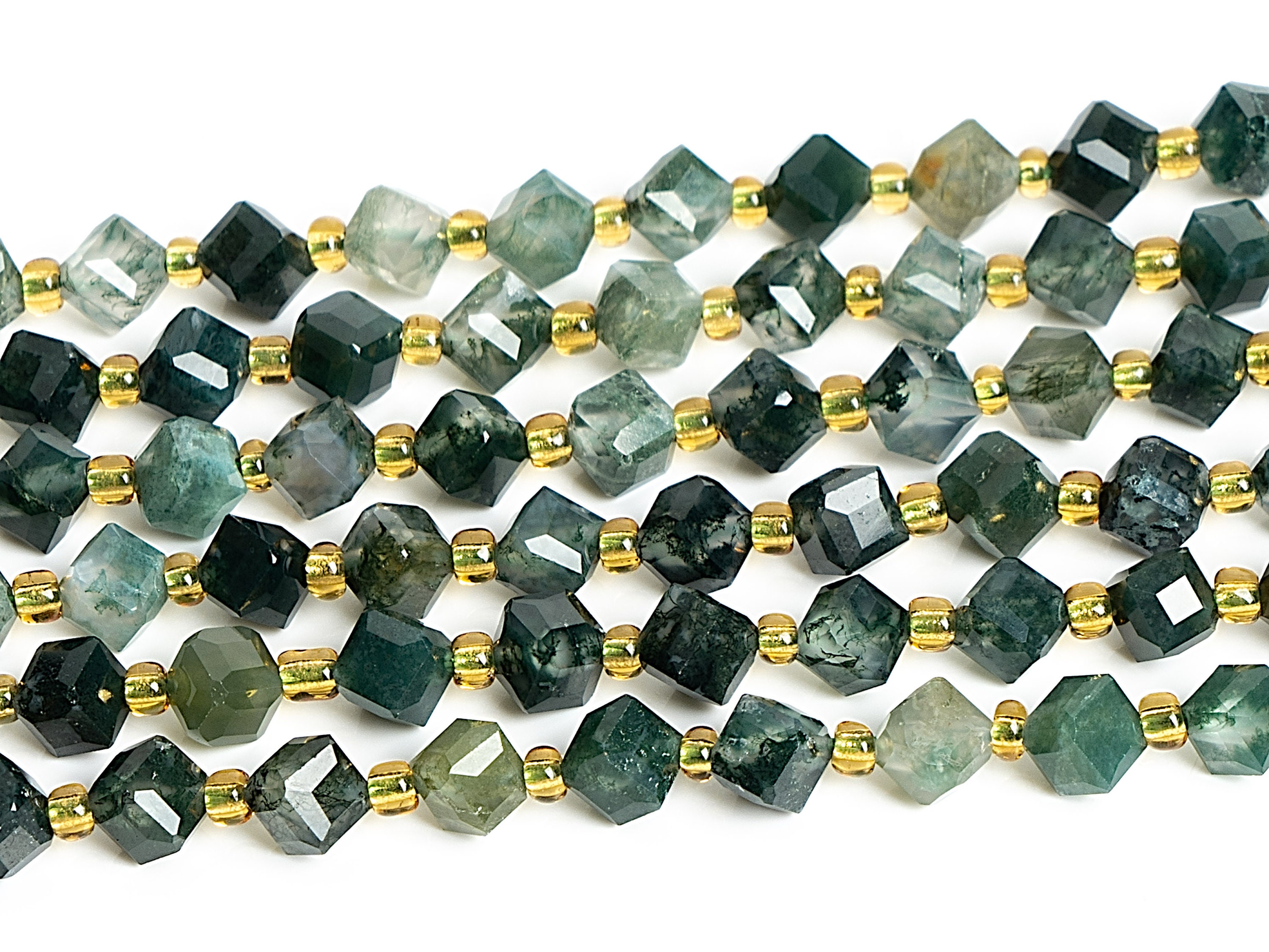 6mm Green Moss Agate Beads Grade Aa Genuine Natural Gemstone Faceted Cube Loose Beads 15"/7.5" Bulk Lot Options (126561)