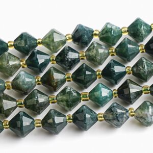 8MM Green Moss Agate Beads Grade AA Genuine Natural Gemstone Bicone Faceted Loose Beads 15"/7.5" Bulk Lot Options