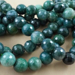 Moss Agate Beads (Round)(Faceted)(4mm)(6mm)(8mm)(10mm)(12mm)(16"Strand)