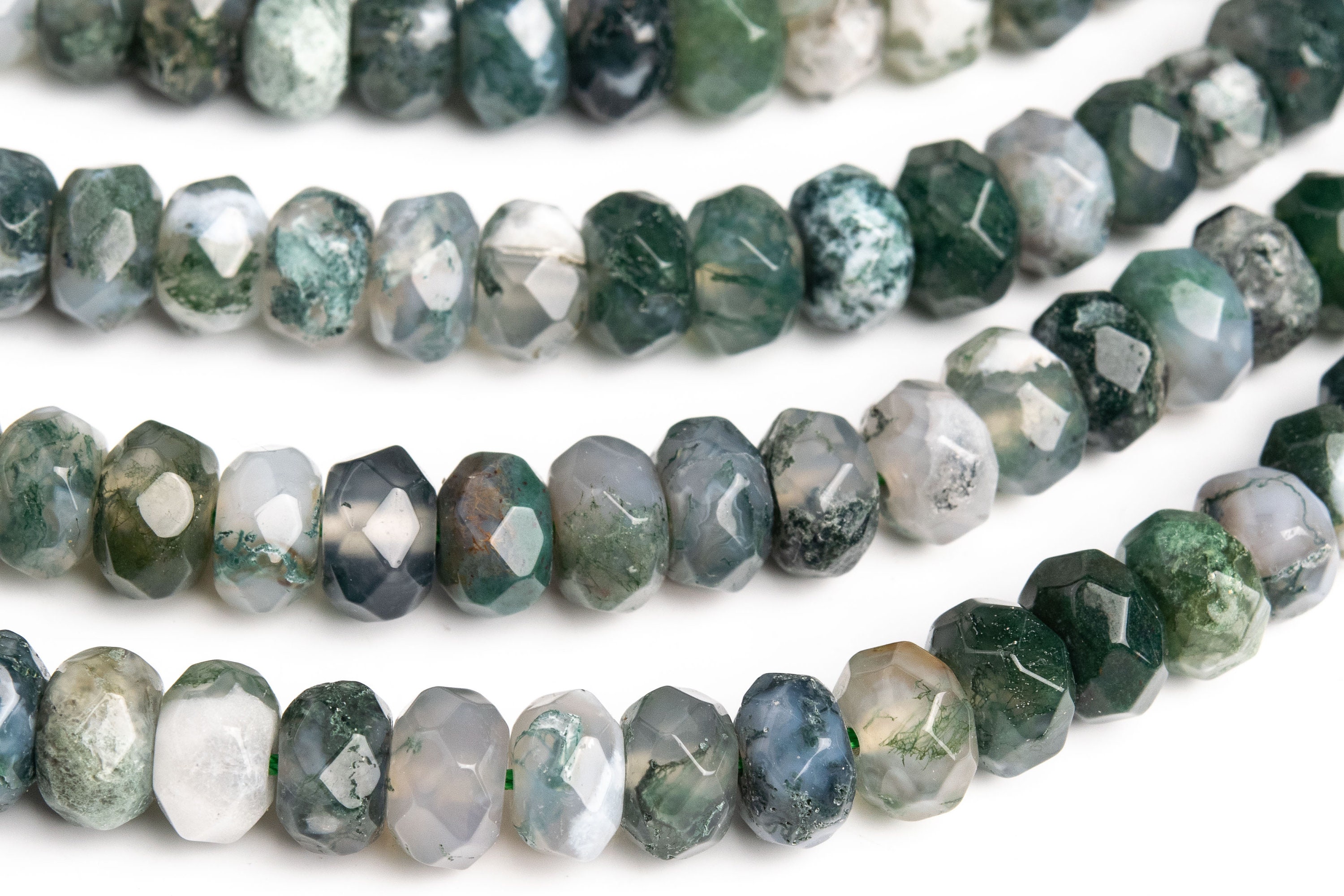 Genuine Natural Moss Agate Gemstone Beads 8x5mm Botanical Faceted Rondelle Aaa Quality Loose Beads (103313) Genuine Natural Moss Agate Gemstone Beads 8x5mm Botanical Faceted Rondelle Aaa Quality Loose Beads (103313)