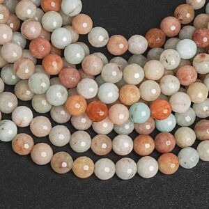 Genuine Natural Moss Agate Gemstone Beads 8mm Yellow Round Faceted Loose Beads (126994)