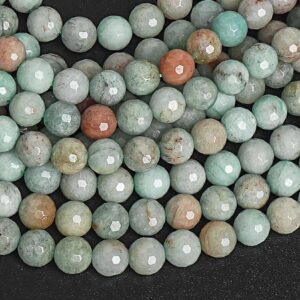 Genuine Natural Moss Agate Gemstone Beads 8mm Green Round Faceted Loose Beads (126992)