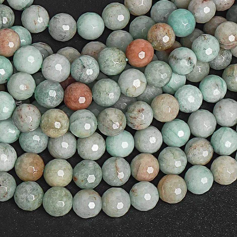 Genuine Natural Moss Agate Gemstone Beads 8mm Green Round Faceted Loose Beads (126992)