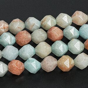 Green Moss Agate Beads Genuine Natural Grade A+ Gemstone Star Cut Faceted Loose Beads 7-8MM Bulk Lot Options