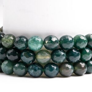 Natural Botanical Moss Agate Gemstone Grade Aaa Micro Faceted Round 5-6mm 8mm 10mm Loose Beads