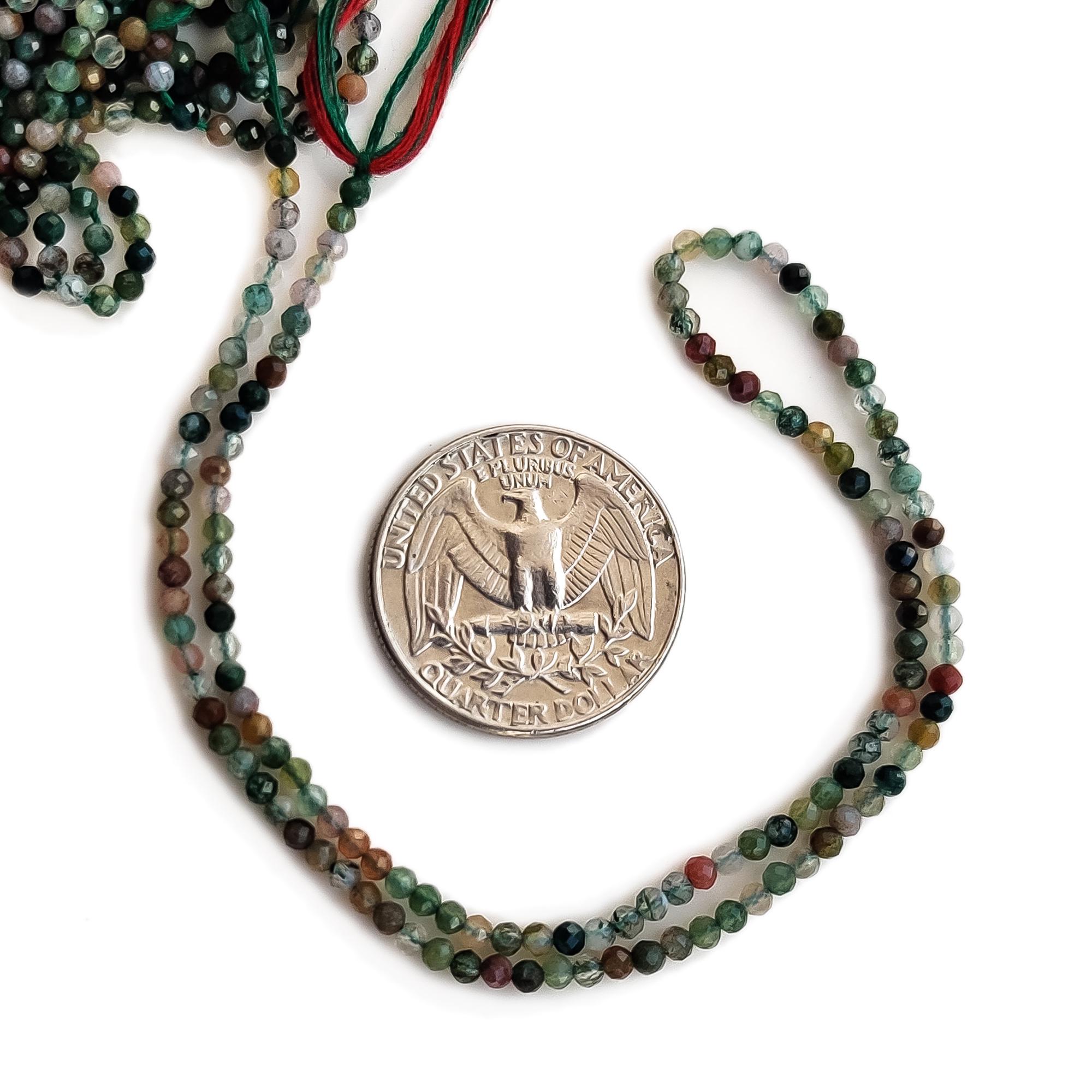 Natural Moss Agate Faceted Rondelle Beads, 2.5mm Multi Color Moss Agate Gemstone For Jewelry, 12 Inch Strand, Gde108