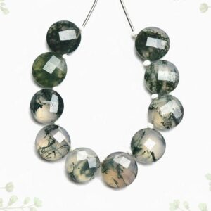 Natural Moss Agate Round Beads 10mm Faceted Round Briolettes Calibrated Gemstone Beads Moss Agate Beads For Jewelry Making 6,8,10pcs No4549