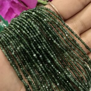 Pack Of 3 Strands Moss Agate Micro Faceted Round Shape Beads, 2 mm Loose Gemstone Beads 13 Inches Strand For Making Designing Jewelry
