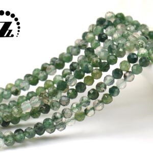 Moss Agate Faceted Round Beads,agate Beads,natural,gemstone,diy Beads,2mm 3mm For Choice,15" Full Strand