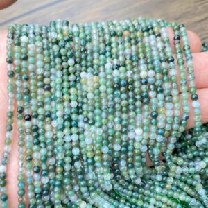 Natural Moss Agate Gemstone Round Beads, Jewelry Making Supplies Aa Quality