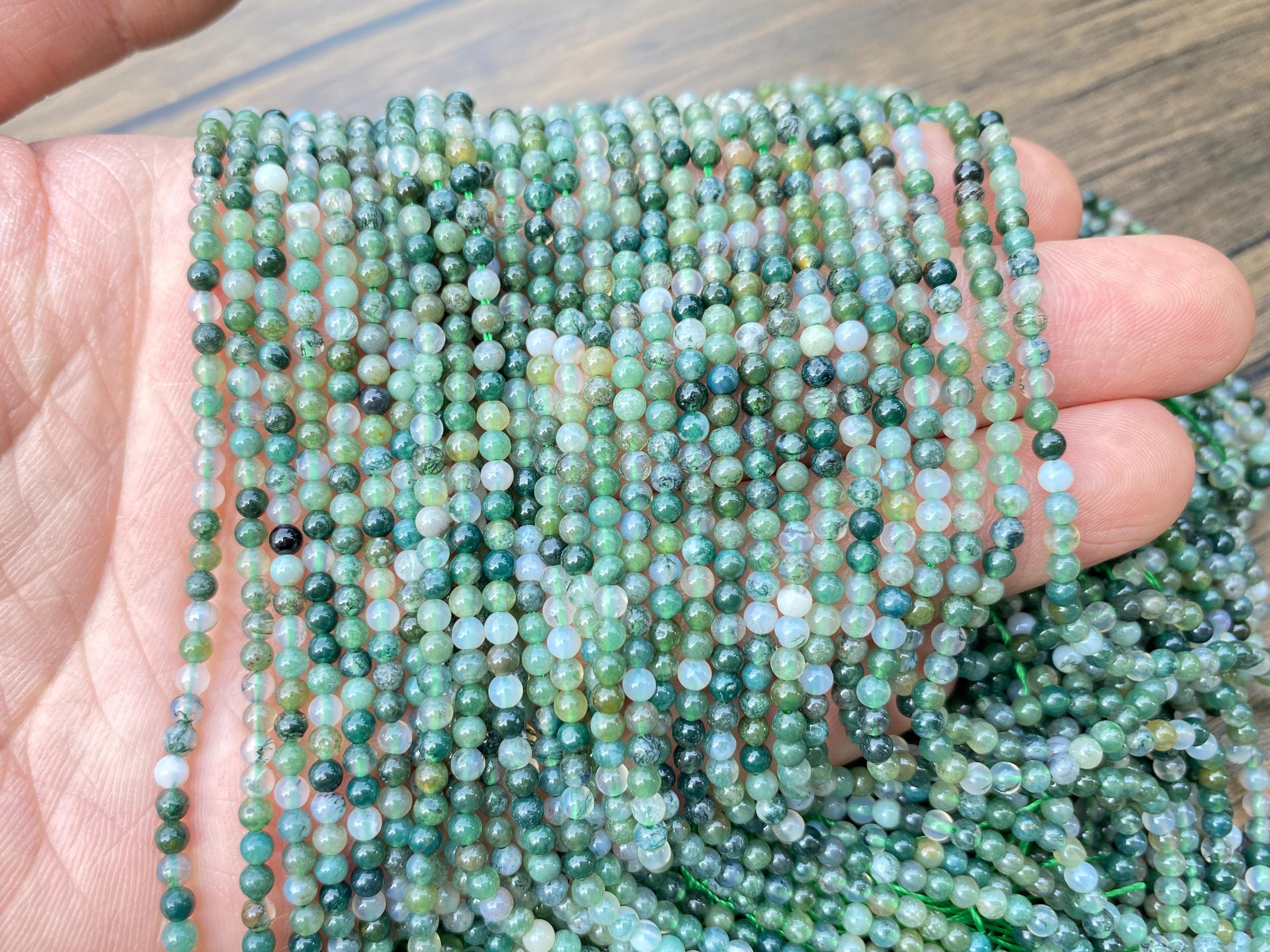 Natural Moss Agate Gemstone Round Beads, Jewelry Making Supplies Aa Quality