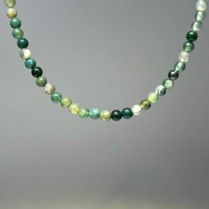 Moss Agate Crystal Choker Necklace: 16 Inch Adjustable Gemstone Choker