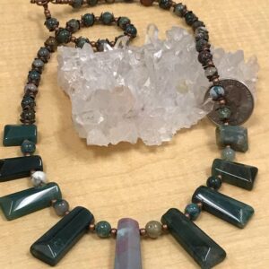 Green And Red Moss Agate Necklace-18"