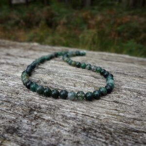 Green Moss Agate Necklace in 2 bead sizes. Green Natural Gemstone Necklace Handmade in Australia by Miss Leroy.