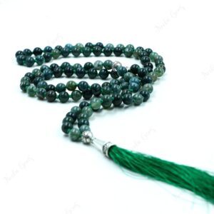 Green Moss Agate Mala Necklace 108 Beads Hand Knotted - Heart Chakra Prayer Beads - Nature Lover Yoga Jewelry Abundance Meditation Zen Gift