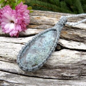 Green Moss Agate Necklace, Plume Agate Gemstone Necklace, Mothers Day Gift Idea