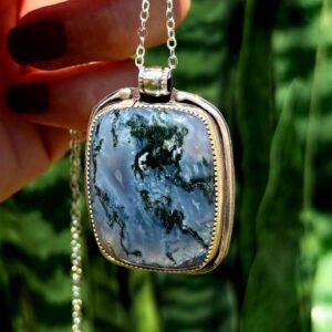 Moss Agate necklace in sterling silver - for new beginnings & a refreshed attitude - crystal necklace - healing crystal