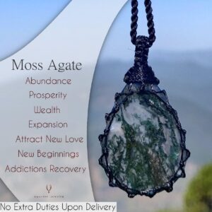 Moss Agate Jewelry for Women / Men, Macrame Earthy Crystal Necklace, Nature Gifts, Virgo & September Birthday Gifts