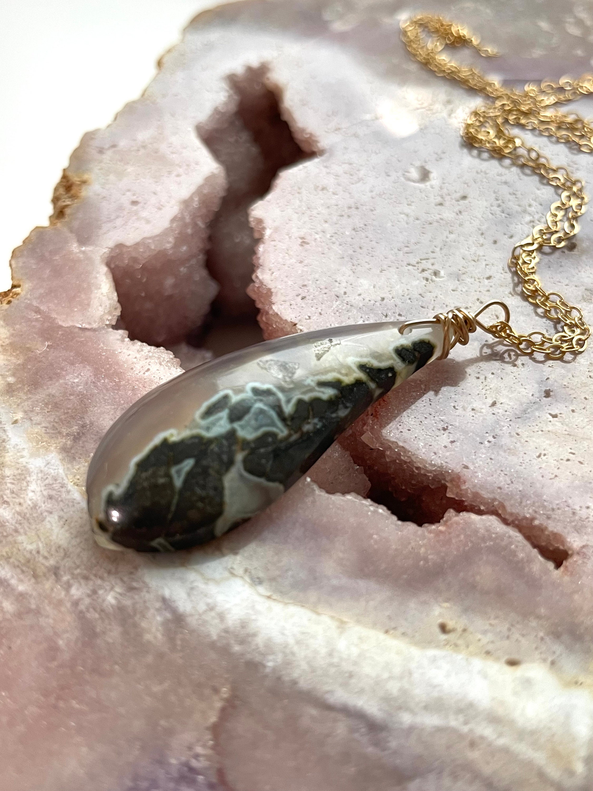 Moss Agate Necklace, Agate Jewelry, Green Moss Agate, Cottagecore Necklace, Necklaces For Women