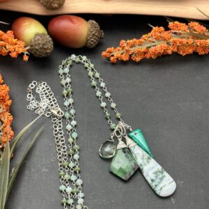 Moss Agate Long Boho Necklace